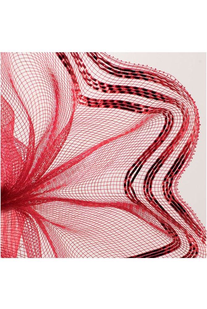 Shop For 10" Border Stripe Metallic Mesh Ribbon: Red (10 Yards) at Michelle's aDOORable Creations