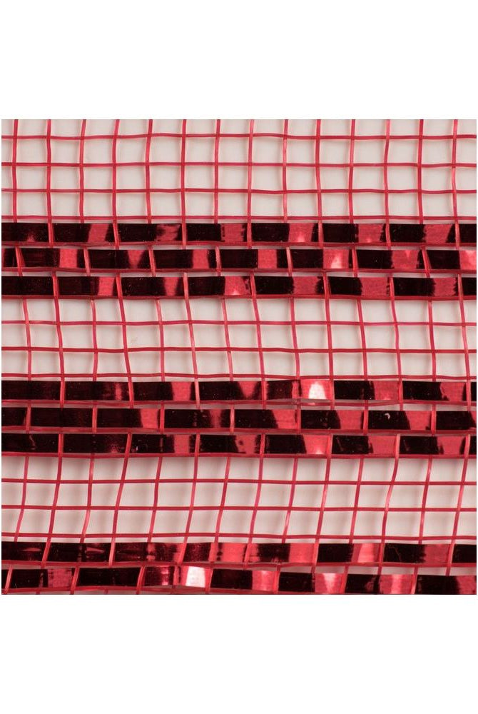 Shop For 10" Border Stripe Metallic Mesh Ribbon: Red (10 Yards) at Michelle's aDOORable Creations
