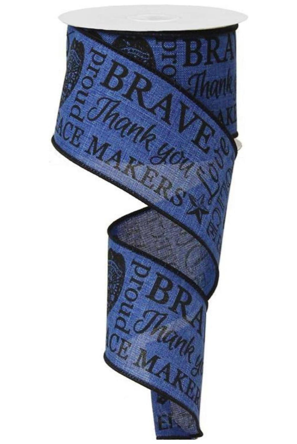 2.5" Police Support Ribbon: Black & Royal Blue (10 Yards)