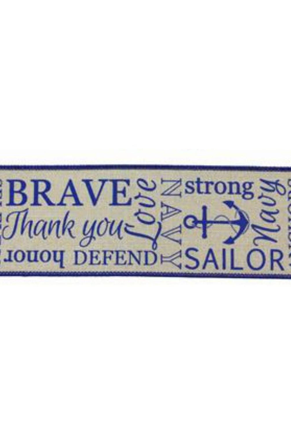 2.5" United States Navy Ribbon: Natural & Blue (10 Yards)