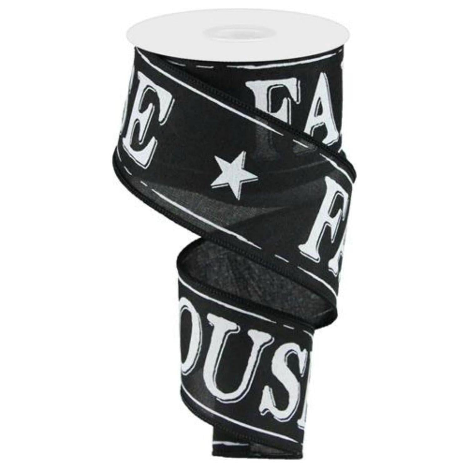 Shop For 2.5" Farmhouse Royal Ribbon: Black (10 Yards) at Michelle's aDOORable Creations