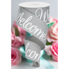 Shop For 2.5" Welcome Royal Ribbon: Light Grey (10 Yards) at Michelle's aDOORable Creations