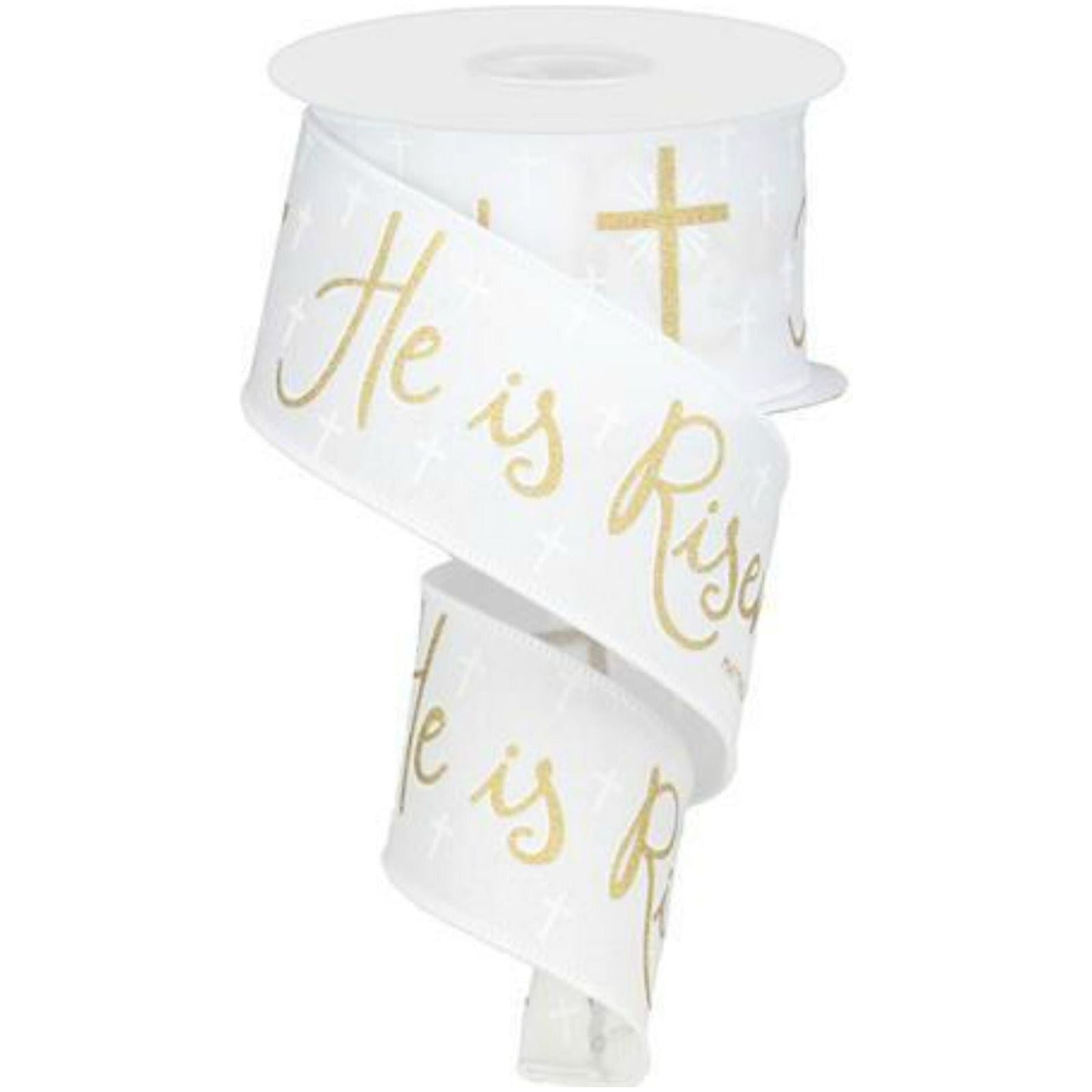 Shop For 2.5" He Is Risen Ribbon: White (10 Yards) at Michelle's aDOORable Creations