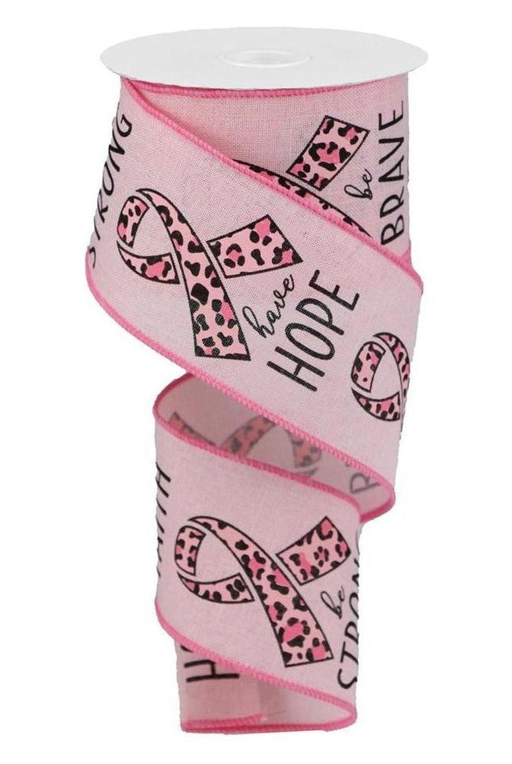 Shop For 2.5" Breast Cancer Leopard Ribbon: Pale Pink (10 Yards) at Michelle's aDOORable Creations