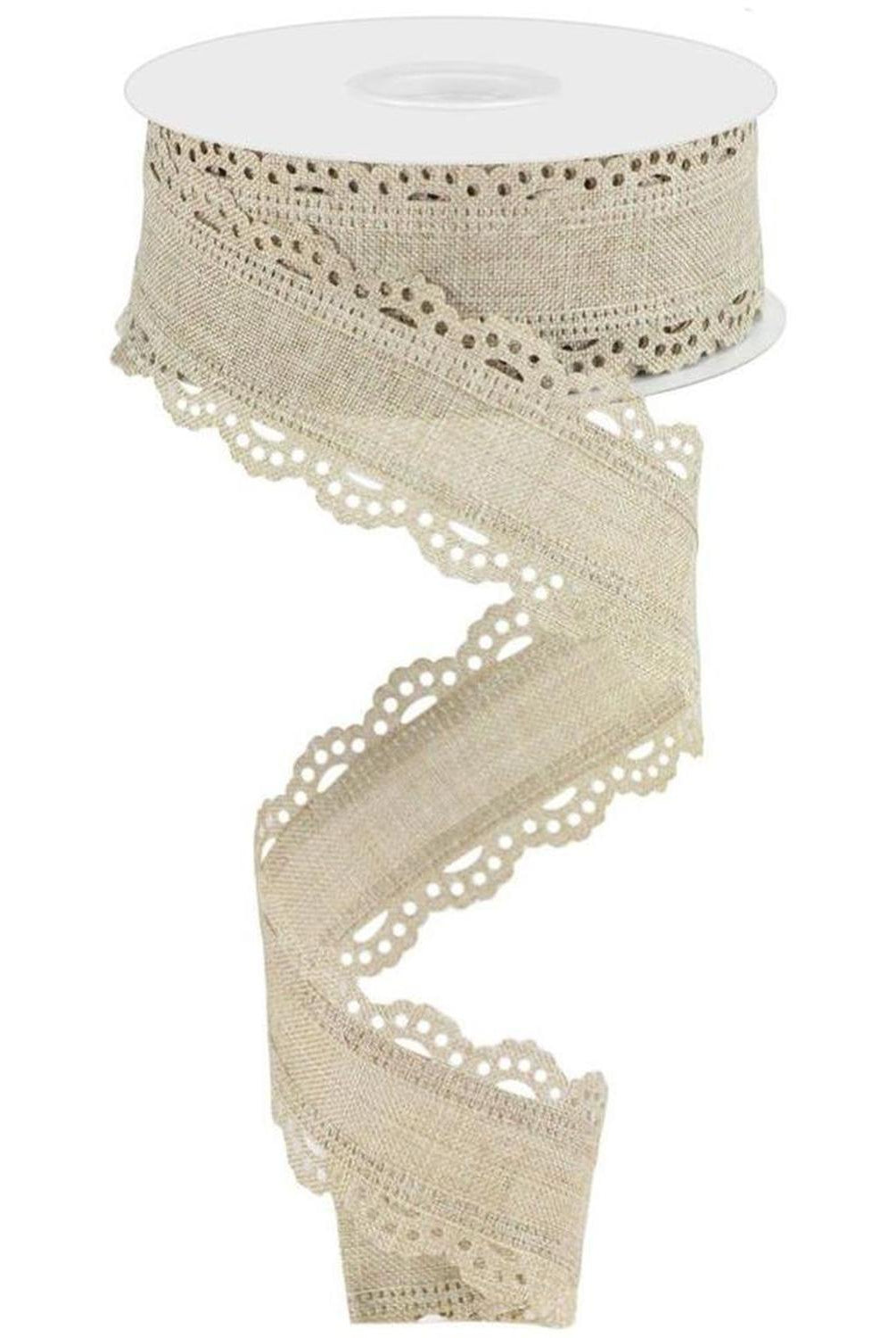 1.5" Scalloped Edge Ribbon: Buff (10 Yard)