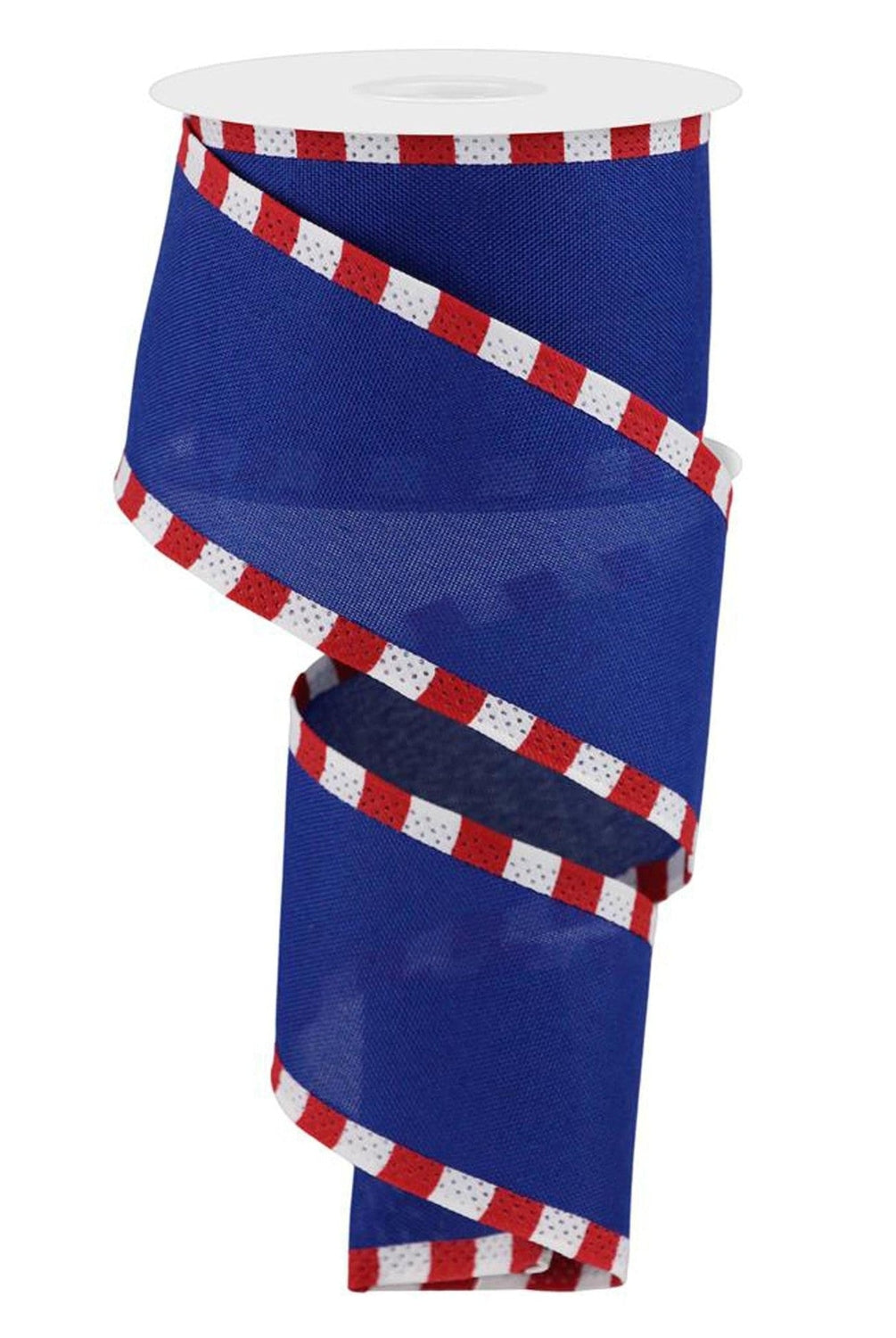 2.5" Faux Royal Burlap/Stripe Edge Ribbon: Royal Blue (10 Yards)
