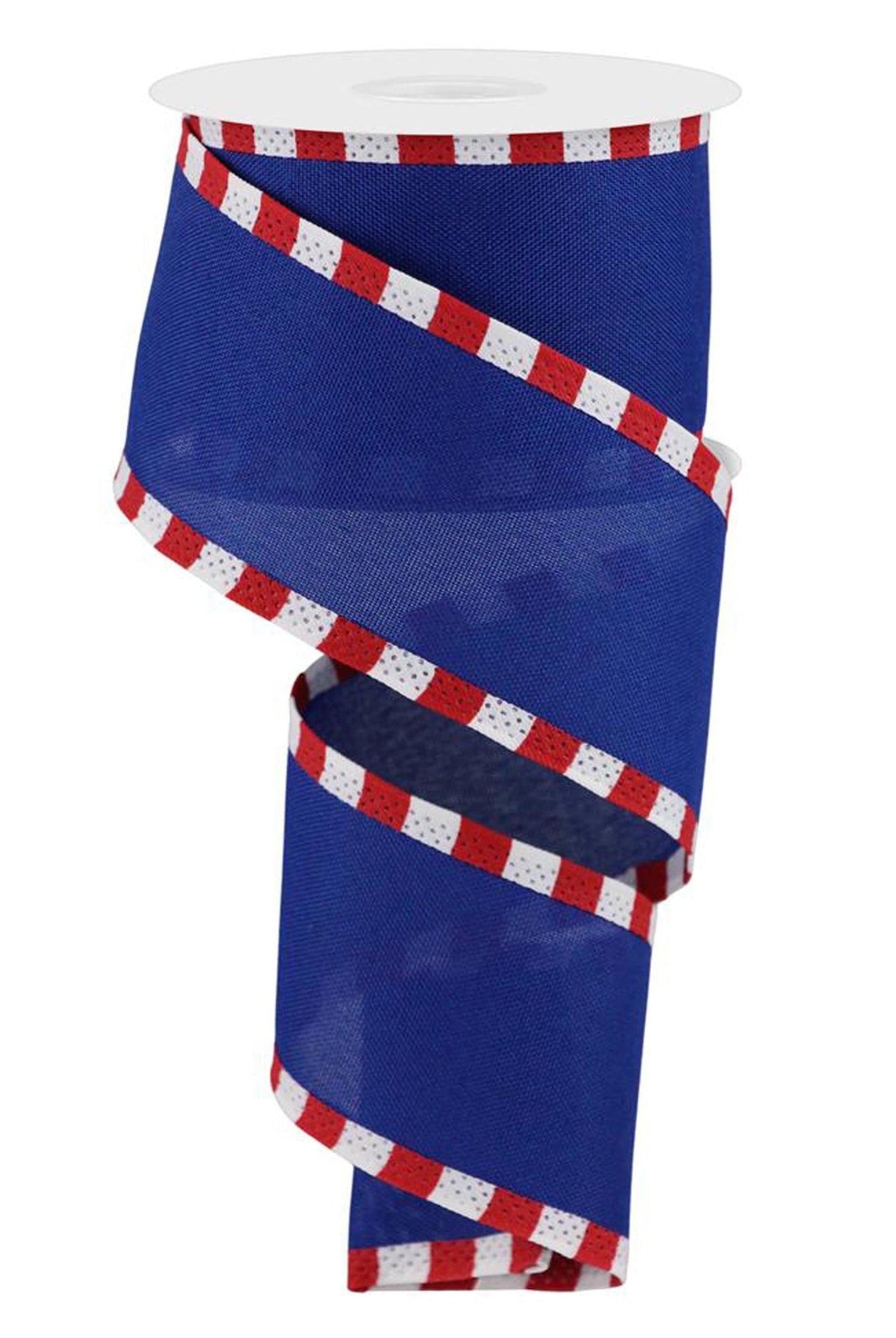 2.5" Faux Royal Burlap/Stripe Edge Ribbon: Royal Blue (10 Yards)