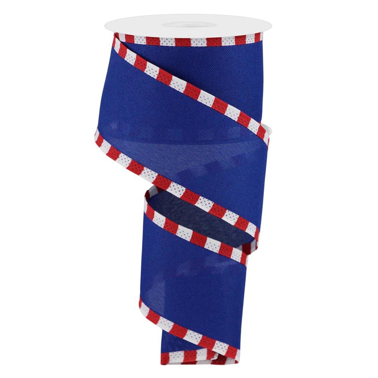 2.5" Faux Royal Burlap/Stripe Edge Ribbon: Royal Blue (10 Yards)