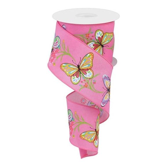 Shop For 2.5" Butterfly Branch Ribbon: Pink (10 Yards) at Michelle's aDOORable Creations