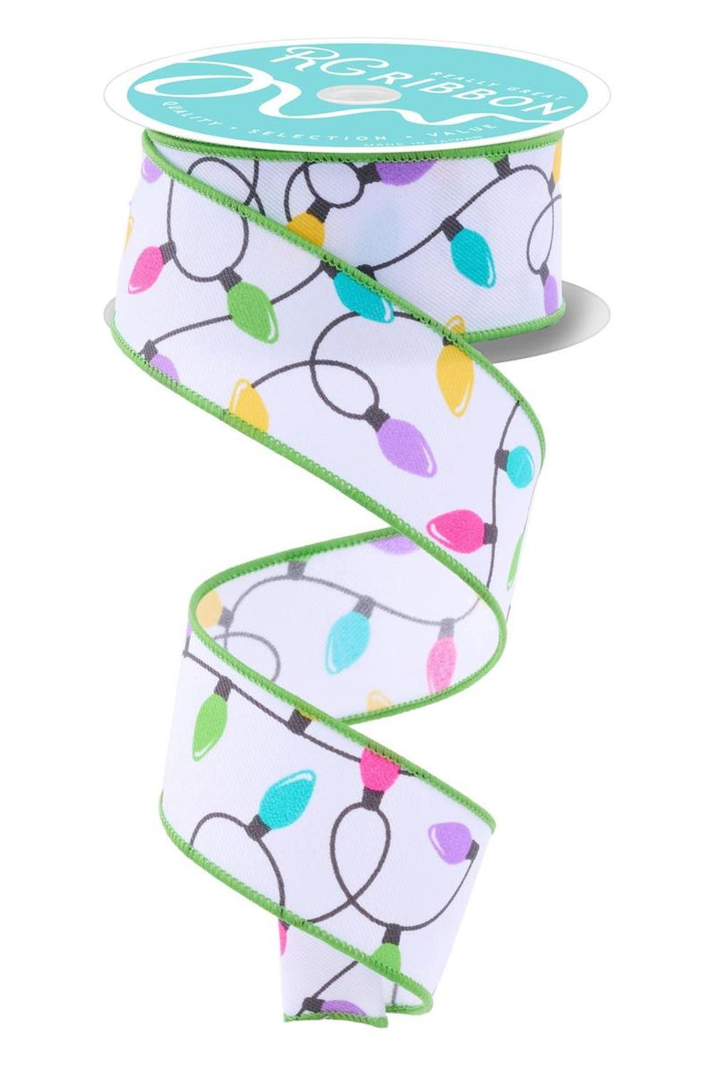 1.5" Christmas Lights Ribbon: Pastel (10 Yards)