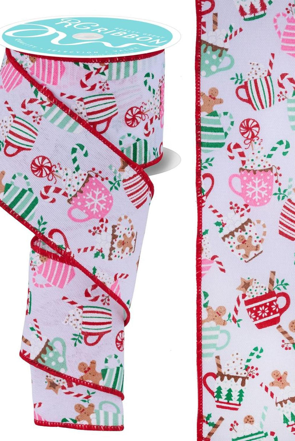 2.5" Hot Cocoa Mugs Ribbon: White (10 Yards)