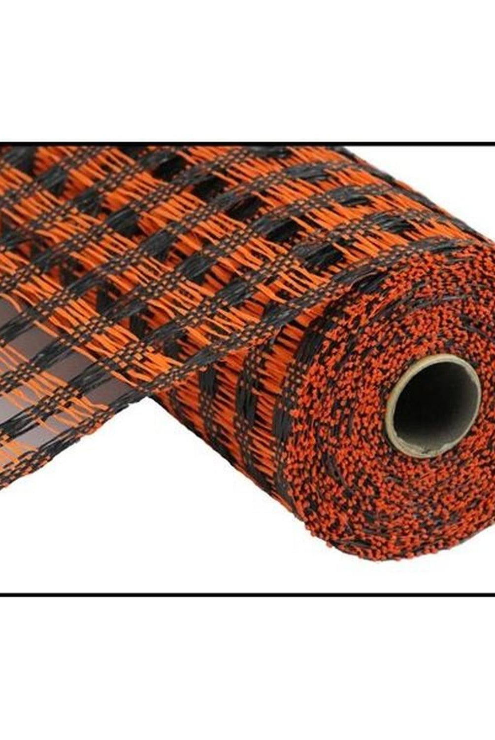 10" Poly Burlap Check Mesh Ribbon: Black & Orange (10 Yards)