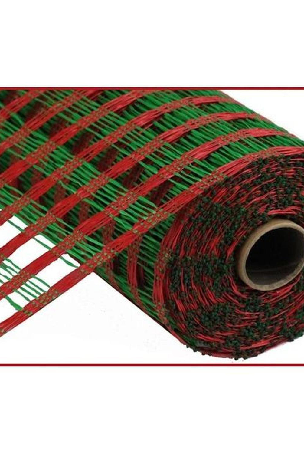 21" Poly Burlap Check Deco Mesh Ribbon: Red & Green (10 Yards)