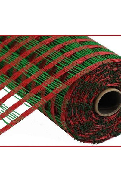 Shop For 21" Poly Burlap Check Deco Mesh Ribbon: Red & Green (10 Yards) at Michelle's aDOORable Creations