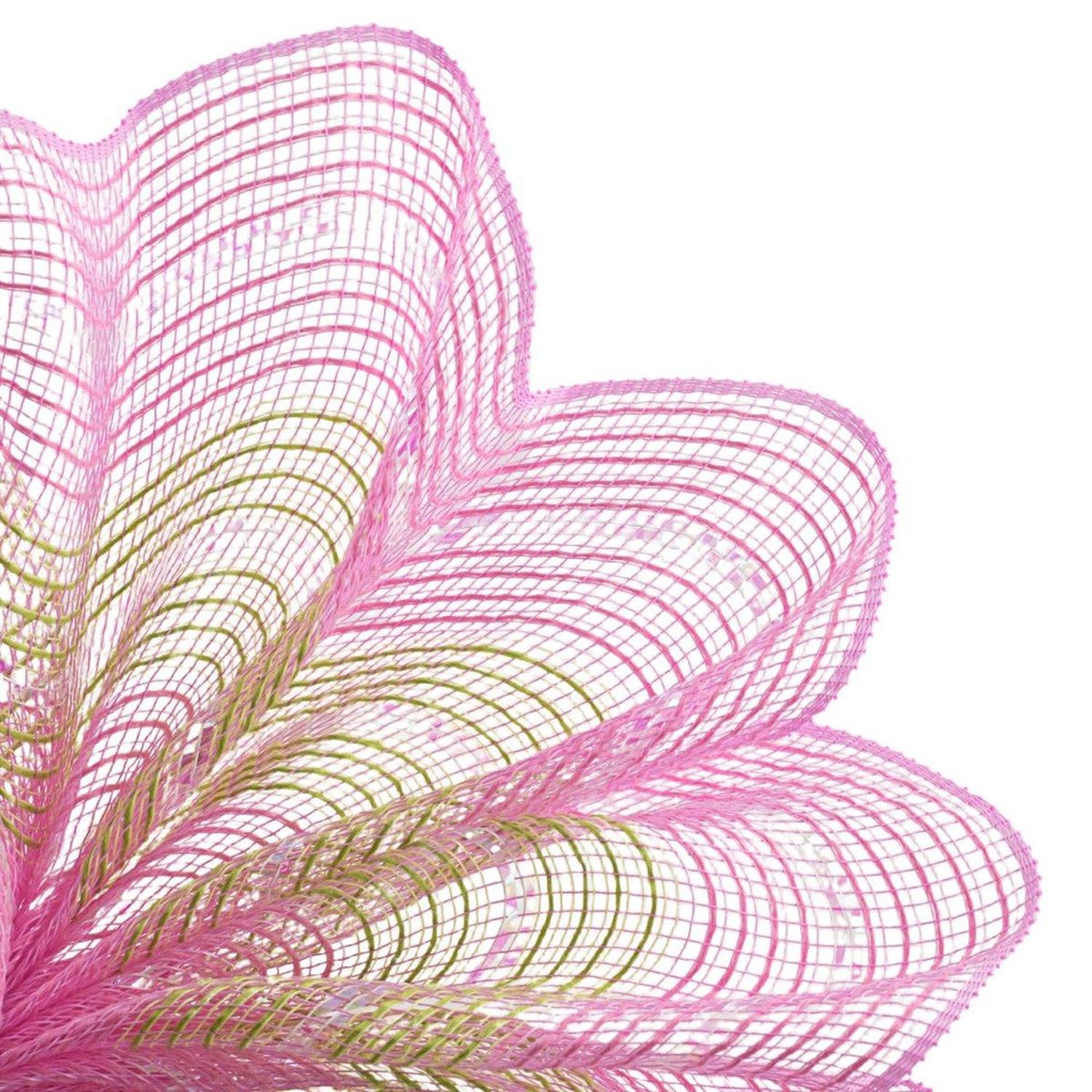 Shop For 10.5" Jute Iridescent Stripe Mesh Ribbon: Light Pink (10 Yards) at Michelle's aDOORable Creations