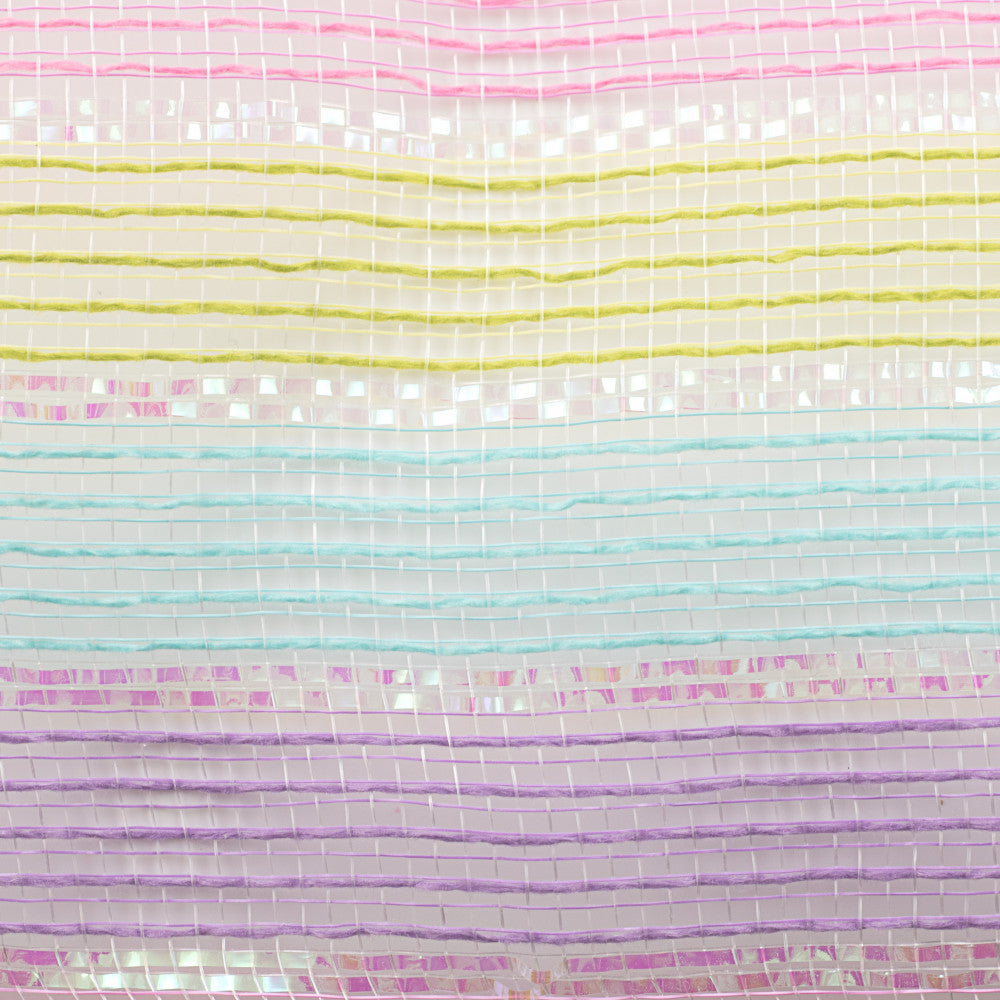 Shop For 10.5" Faux Jute Shiny Stripe Mesh Ribbon: Pink, Green, Blue, Lavender (10 Yards) at Michelle's aDOORable Creations