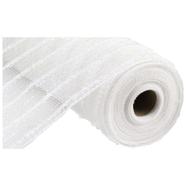 Shop For 10" White Snowdrift Cotton Ball Mesh Ribbon at Michelle's aDOORable Creations