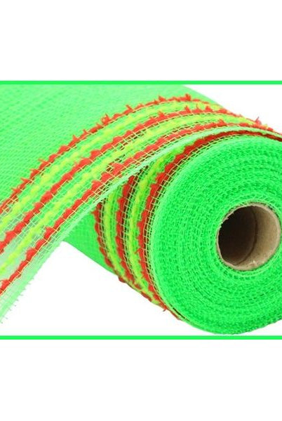 Shop For 10.5" Drift Border Mesh Ribbon: Lime Green/Red (10 Yards) at Michelle's aDOORable Creations