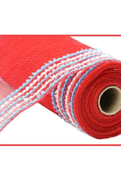 Shop For 10.5" Drift Border Mesh Ribbon: Red/Turquoise (10 Yards) at Michelle's aDOORable Creations