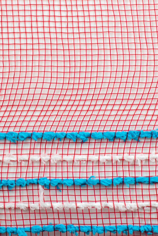 Shop For 10.5" Drift Border Mesh Ribbon: Red/Turquoise (10 Yards) at Michelle's aDOORable Creations