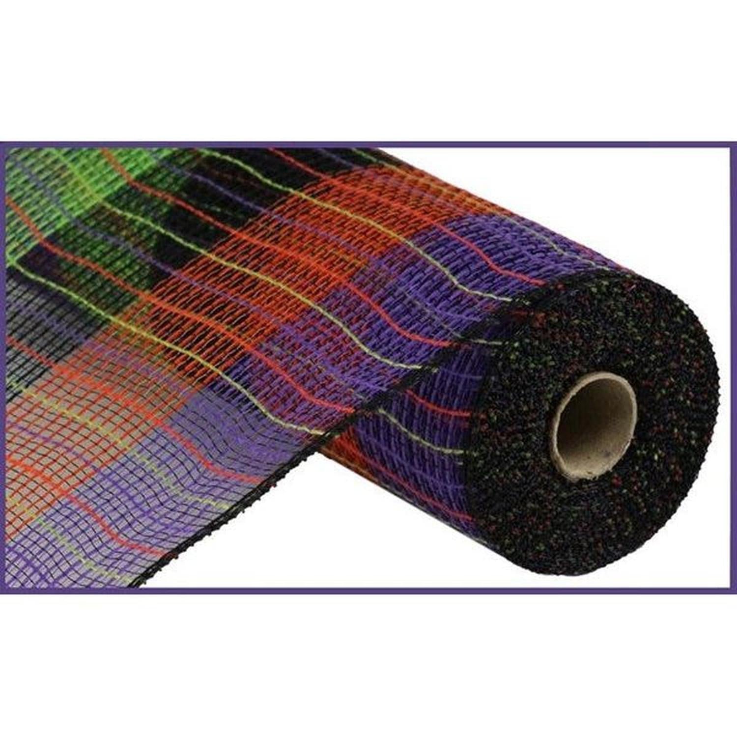 Shop For 10.25" Faux Jute Wide Stripe Mesh Ribbon: Purple/Green/Black/Orange (10 Yards) at Michelle's aDOORable Creations