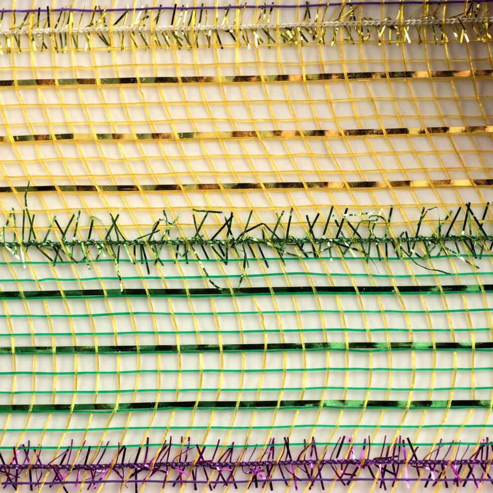 Shop For 10" Poly Deco Tinsel Foil Mesh Ribbon: Mardi Gras Stripe (10 Yards) at Michelle's aDOORable Creations