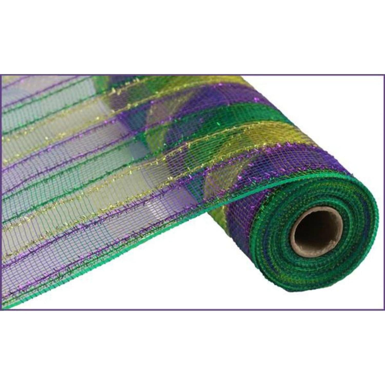 Shop For 10" Poly Deco Tinsel Mesh Ribbon: Mardi Gras Check (10 Yards) at Michelle's aDOORable Creations