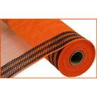 Shop For 10.5" Border Stripe Metallic Mesh Ribbon: Orange/Black (10 Yards) at Michelle's aDOORable Creations