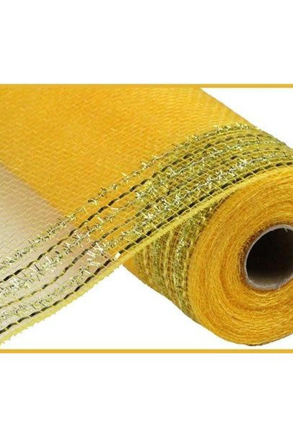 10.5" Border Stripe Tinsel Mesh Ribbon: Gold (10 Yards)