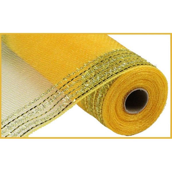 Shop For 10.5" Border Stripe Tinsel Mesh Ribbon: Gold (10 Yards) at Michelle's aDOORable Creations