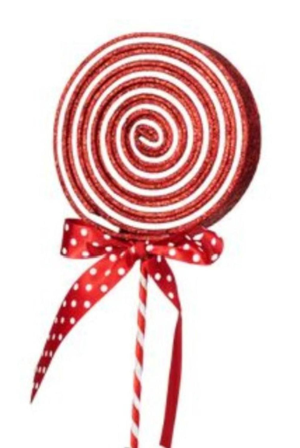 22" Glitter Lollipop Bow Pick: Red & White