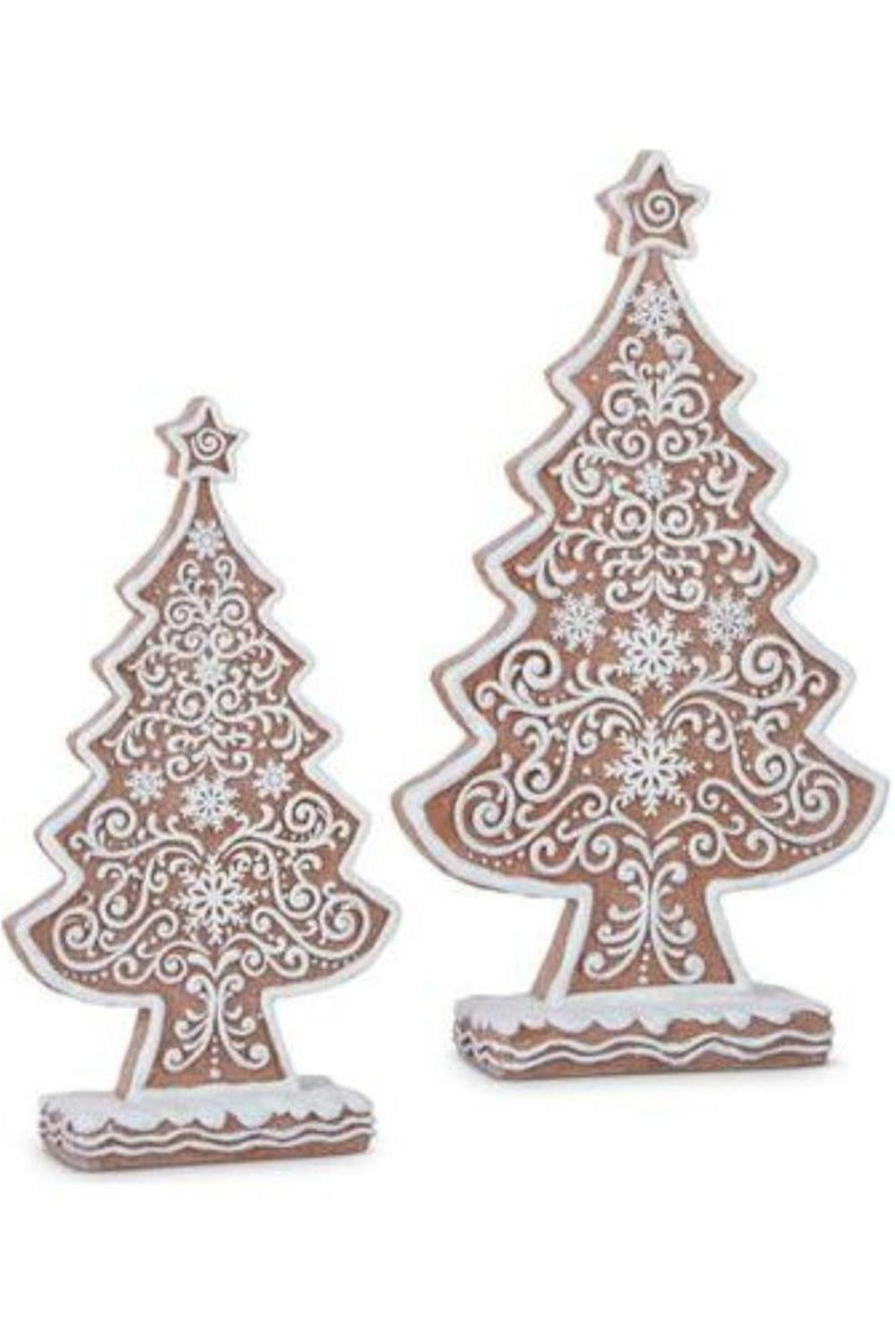 Large Frosted Gingerbread Trees (Set of 2)