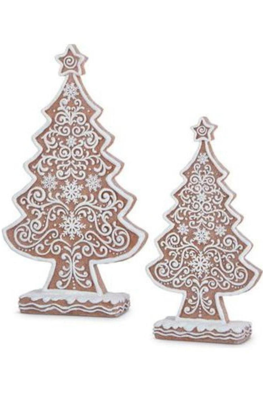 Large Frosted Gingerbread Trees (Set of 2)