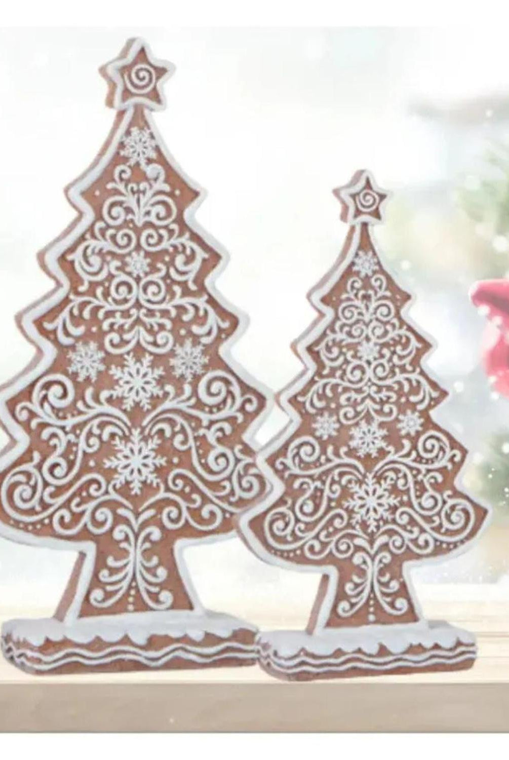 Large Frosted Gingerbread Trees (Set of 2)