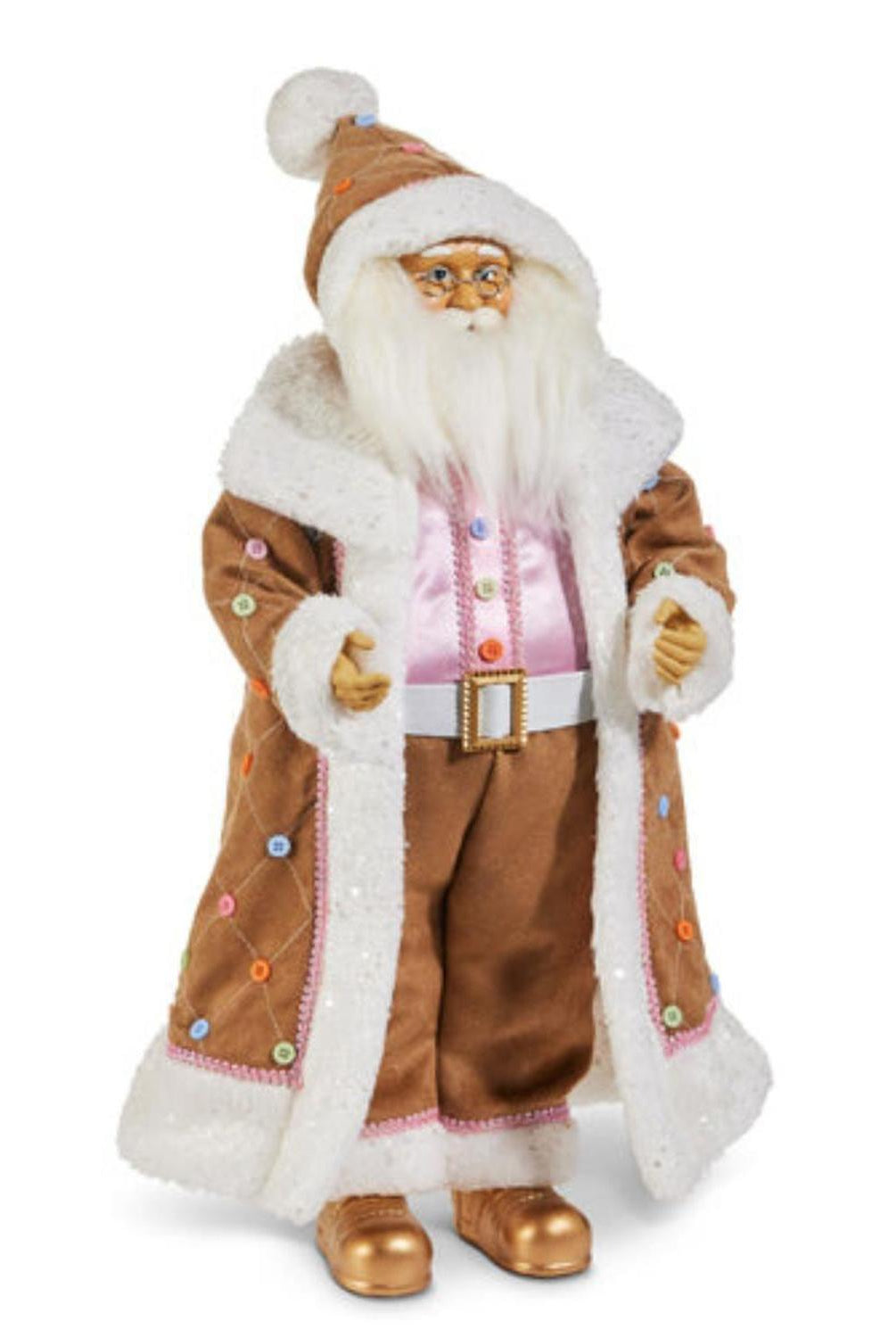 18" Pastel Gingerbread Christmas Santa Figure