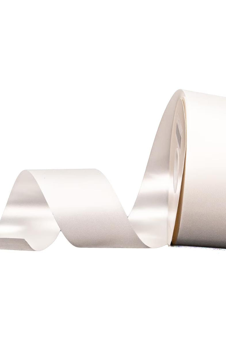 Non-wired white glitter ribbon with shimmering texture