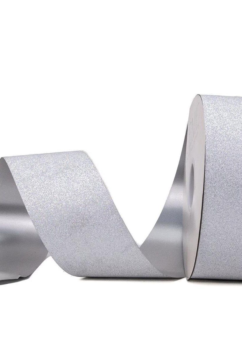 Silver glitter non-wired ribbon roll for homecoming mums