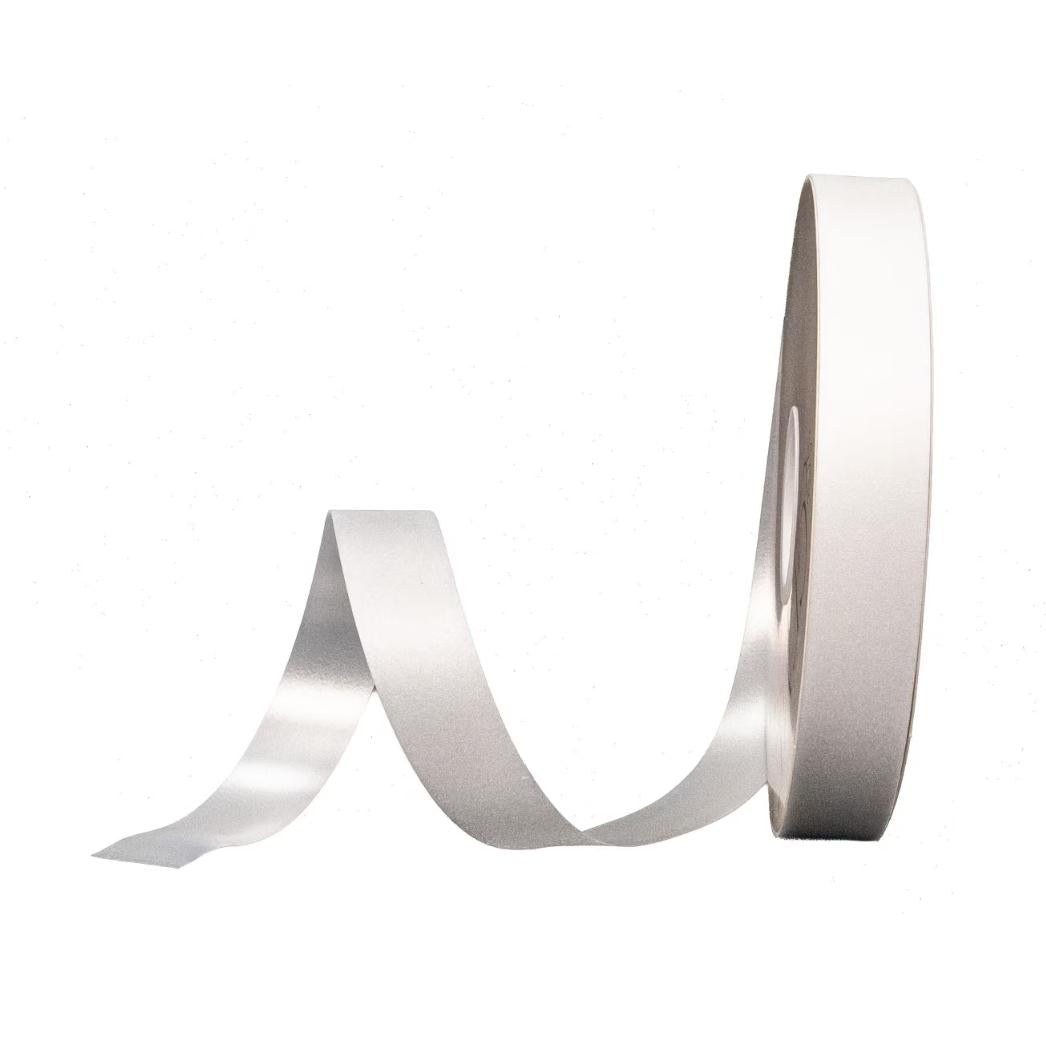 Unspooled white glitter ribbon tail for senior mum craft