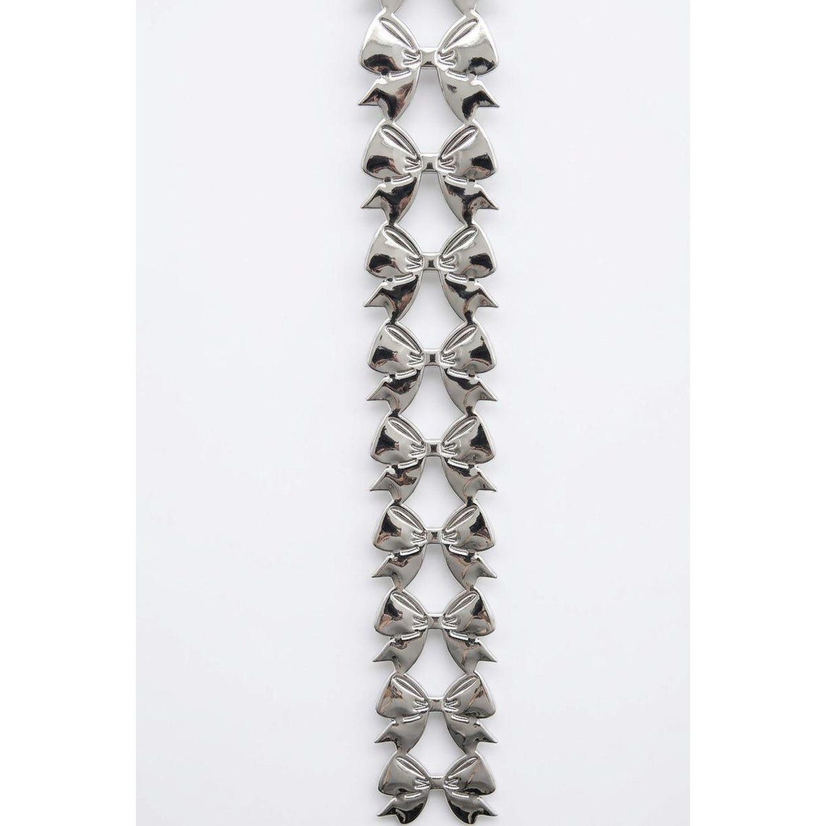Silver metallic vinyl puffy bow garland streamer for homecoming