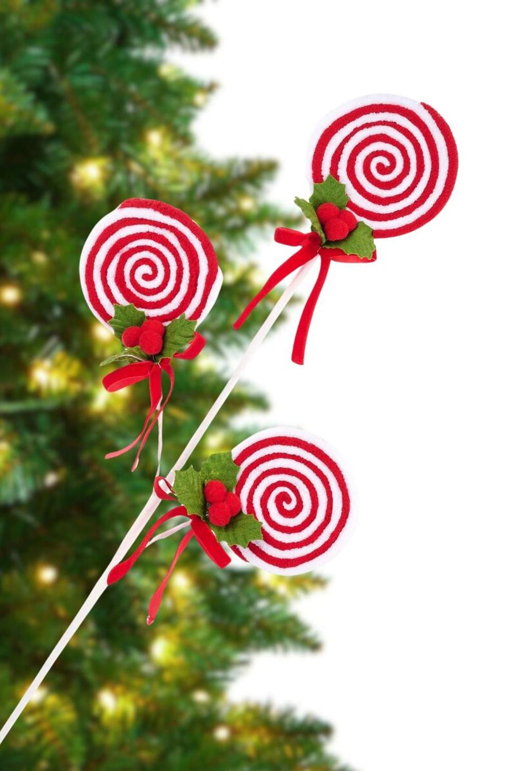 24" Red White Lollipop Bundle Spray