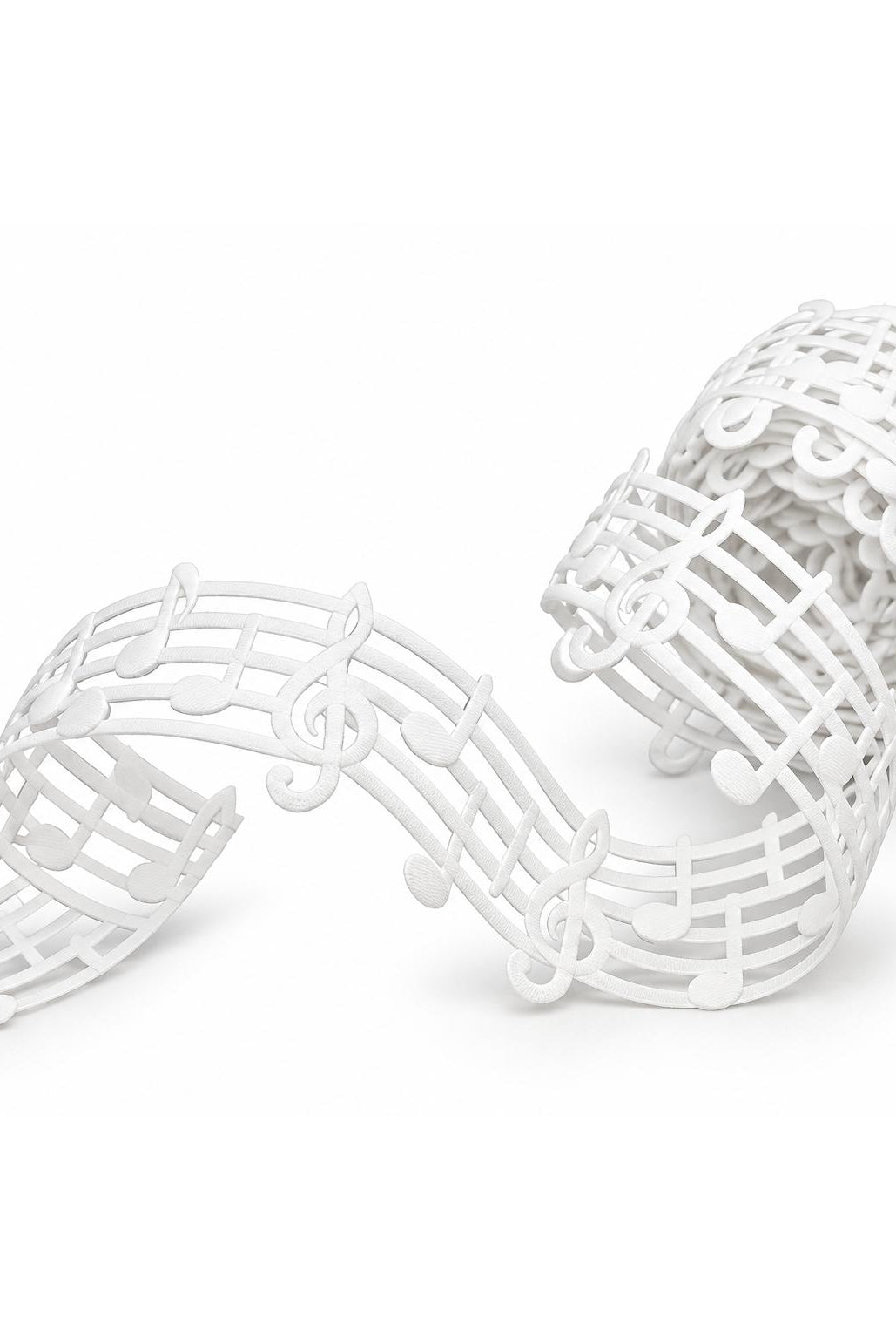 White music note lace ribbon roll with musical staff cutouts