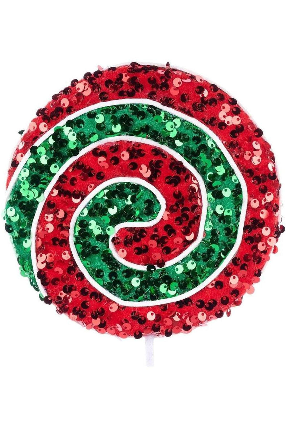 21.5" Sequin Mint Swirl Lollipop: Red/Green