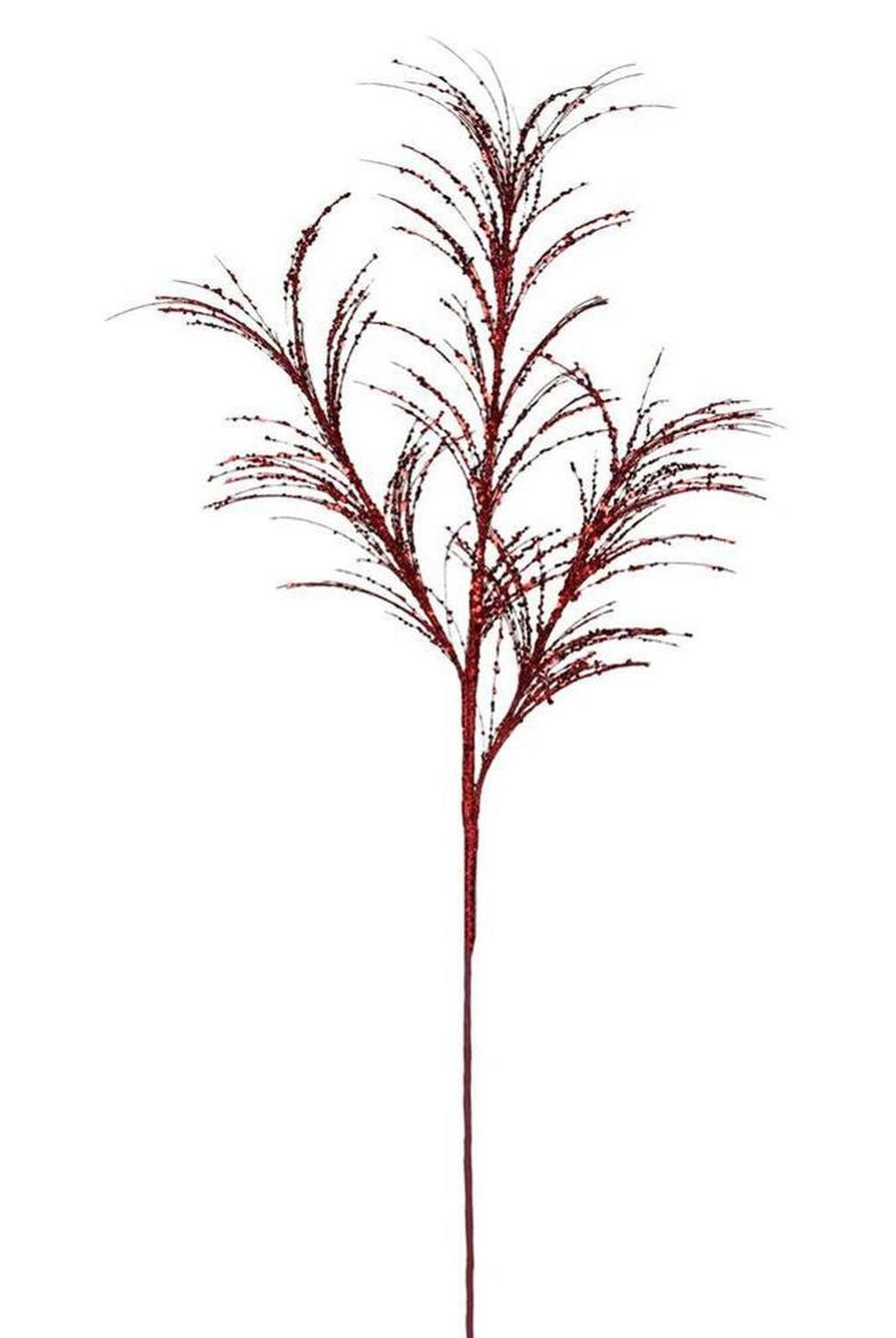 34" Glitter Fishline Grass Spray: Red