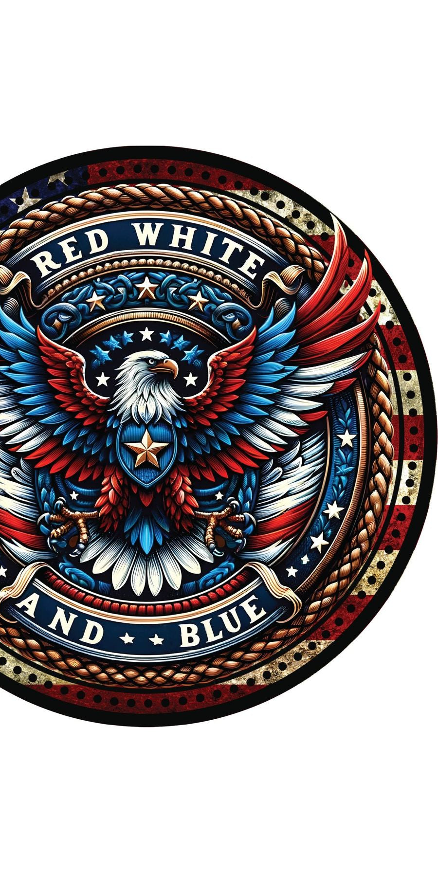 American Eagle Red White Blue Round Sign - Michelle's aDOORable Creations - Signature Signs