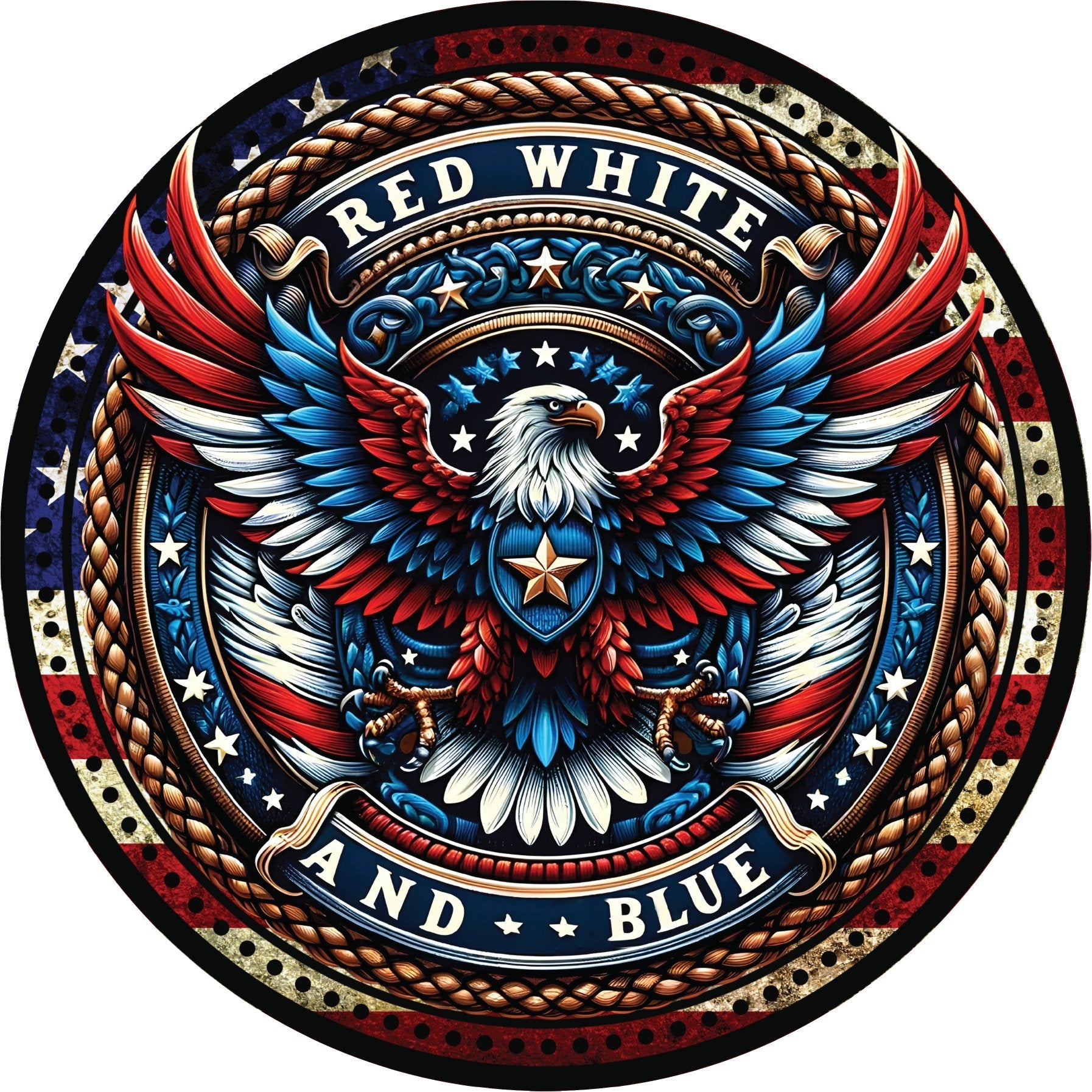 Shop For American Eagle Red White Blue Round Sign at Michelle's aDOORable Creations