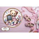 Shop For Baby Girl Bear Announcement Round Sign at Michelle's aDOORable Creations