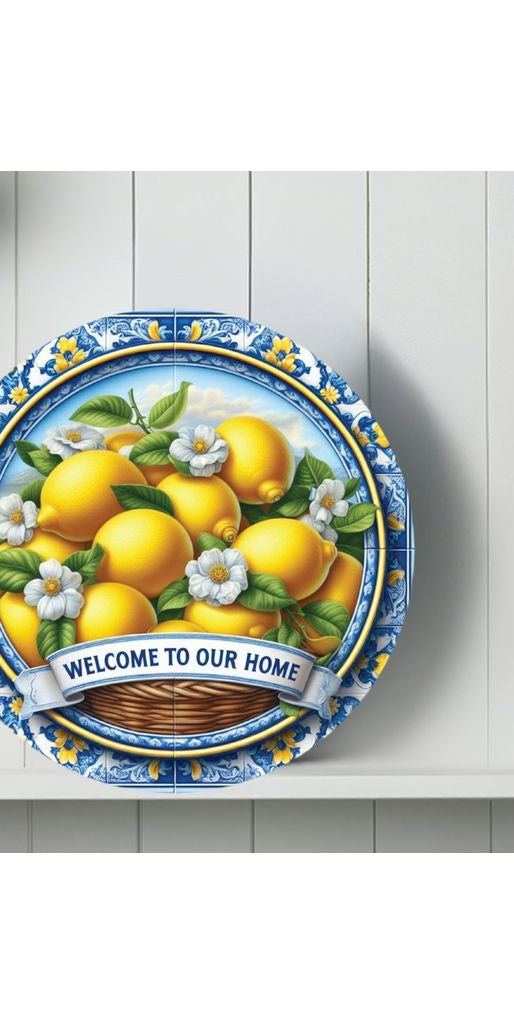 Blue Welcome To Our Home Lemon Round Sign - Michelle's aDOORable Creations - Signature Signs