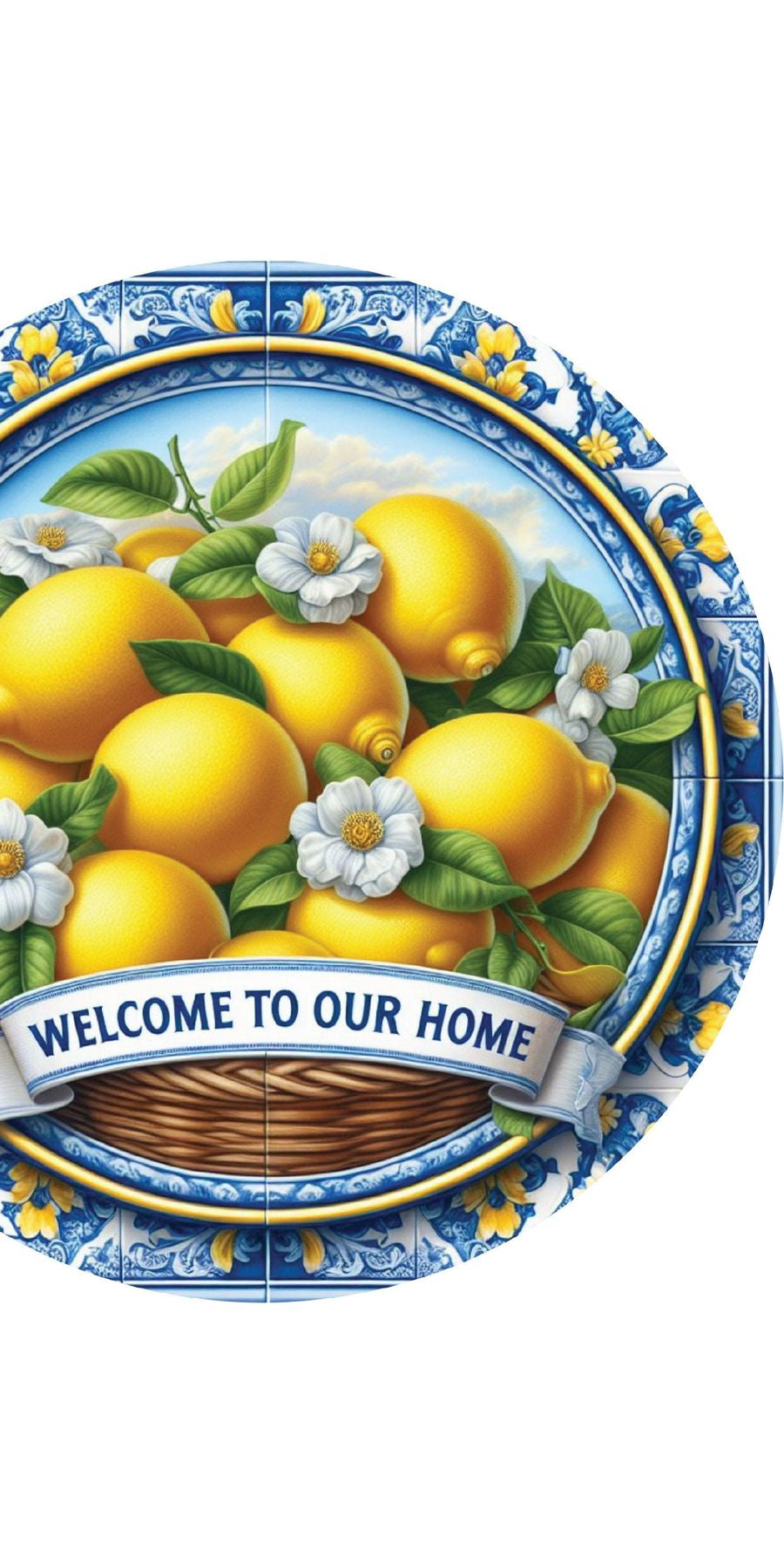 Blue Welcome To Our Home Lemon Round Sign - Michelle's aDOORable Creations - Signature Signs