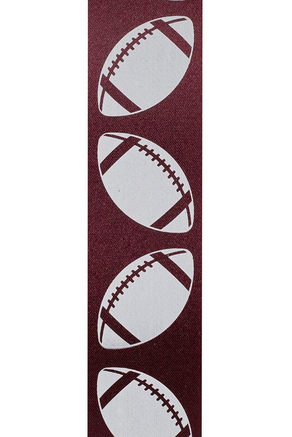 1 3/8 in Homecoming Football Ribbon: Burgundy/White (25 Yards)