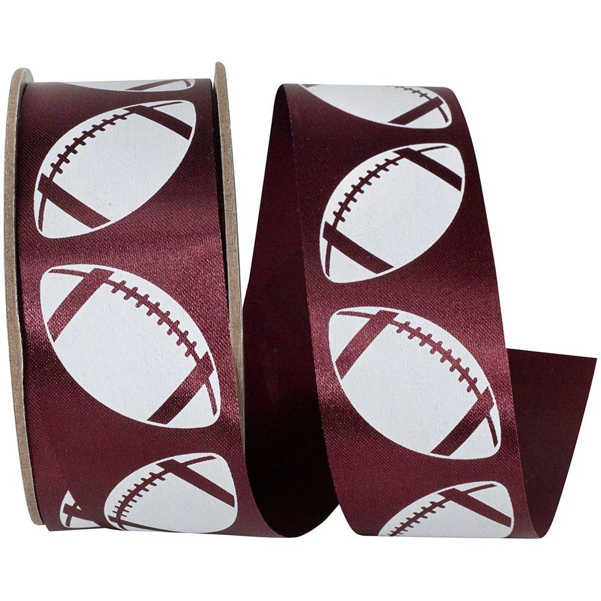 Shop For 1 3/8 in Homecoming Football Ribbon: Burgundy/White (25 Yards)